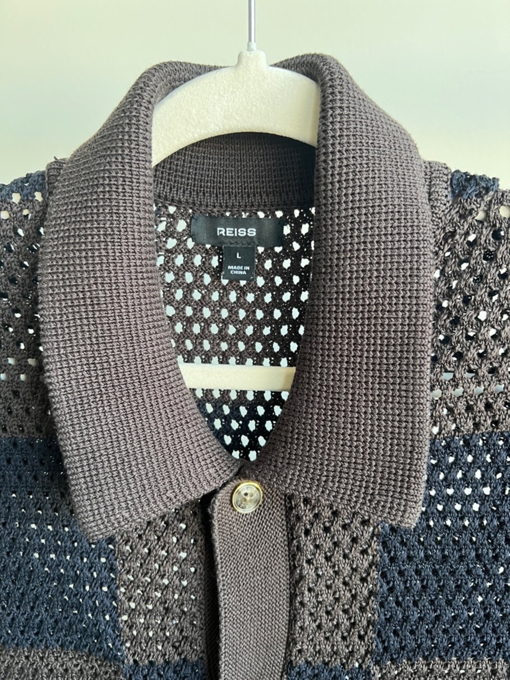 Reiss Crochet Button Polo - Picture 2 of 11